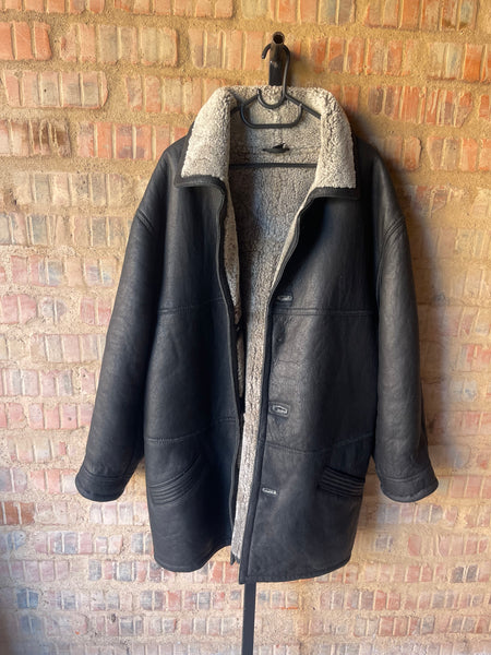 Vintage Genuine Shearling Leather Jacket (2XL)