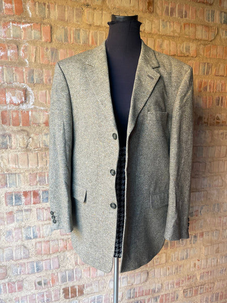 Olive Silk & Wool Unisex Blazer (L)