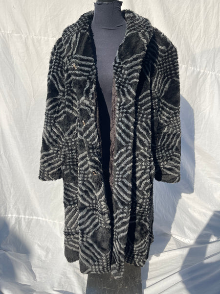Faux Fur Black & Grey Coat (42)